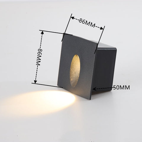 Recessed Square Step Wall Lamp 3W 86X86X50mm